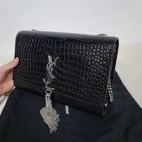 ysl croc crossbody|YSL crossbody with tassel.